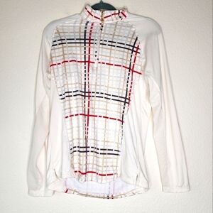 SanSoleil Ivory Lattice Plaid UPF 50 Mesh Zip Jacket N